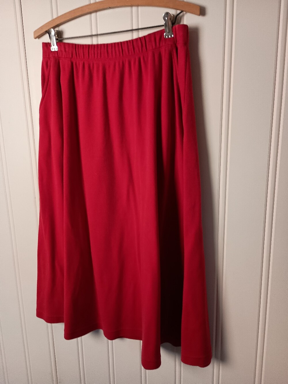 90s American Sweetheart- Red Elastic-Waist A-Line Skirt- Size M